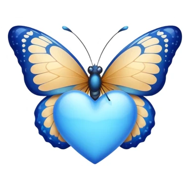 cute butterfly holding or surrounded by a blue heart sticker