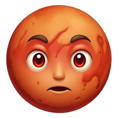 Mars planet with red surface and a hot sweating face with flushed cheeks sticker