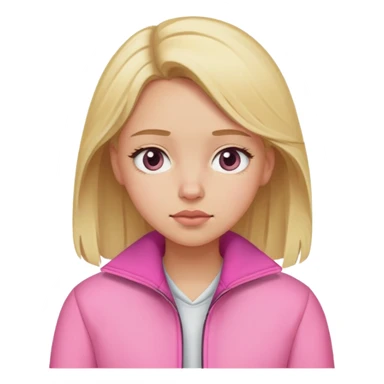 blonde girl with sleepy eyes wearing pink jacket sticker