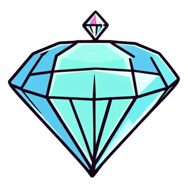 round cut white diamond with holographic shimmer sticker