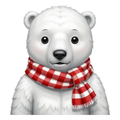 polar bear wearing a red and white checkered scarf sticker