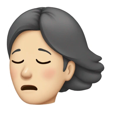Headache, middle-aged Korean woman in her 40s, with one hand on her head, painful face sticker
