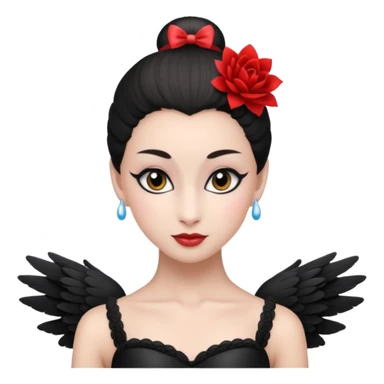 Make black swan ballerina ( with heathers on her ears ) emojis only the head sticker