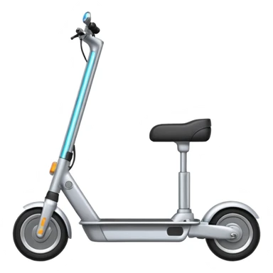 A futuristic electric scooter emoji made of silver chrome, sleek minimal frame, smooth metallic surface, subtle reflections, modern urban design, iOS emoji style, centered, clean white background sticker