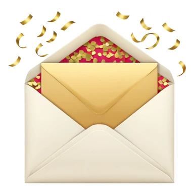 white envelope фтв gold confetti sticker