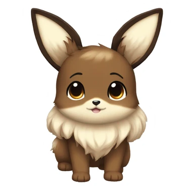 Kawaii Shiny Eevee with dark brown long emo hair covering her eyes Full Body sticker