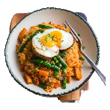 simple and colorful pixel art of kimchi fried rice sticker