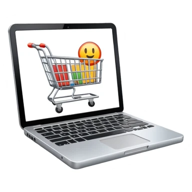 a laptop with a shopping cart on a white screen sticker