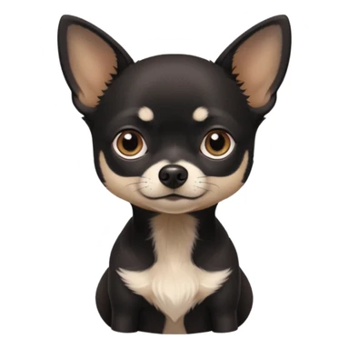 Very Dark black Chihuahua with white markings On the neck In Telegram style sticker