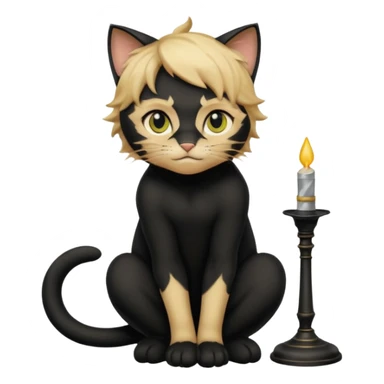 Chat noir peinture mignon assise peinture sticker