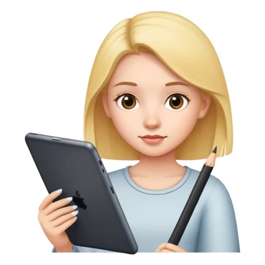 Girl with ipad and pencil sticker