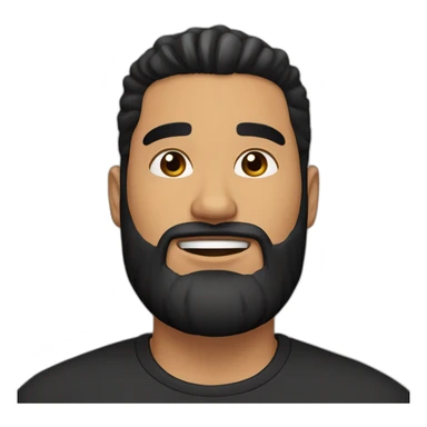 25 year old Hispanic man with a beard and thick eyebrows light skin, black shirt and side fades and a comb over with very dark brown eyes sticker