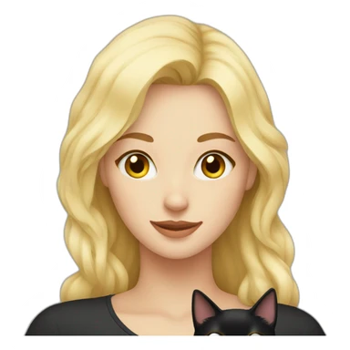 blond woman cuddles black cat sticker