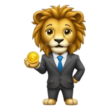 Cute Lion businessman trading forex sticker