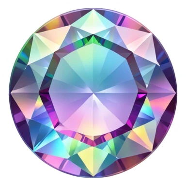 Round cut holographic mystic quartz gemstone with rainbow iridescence and sparkling facets sticker