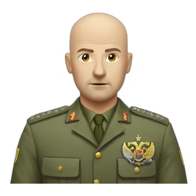 bald aggressive Russian military sticker