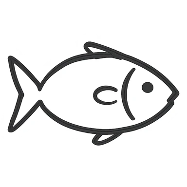 hand drawn outlined icon of a fish, no fill sticker
