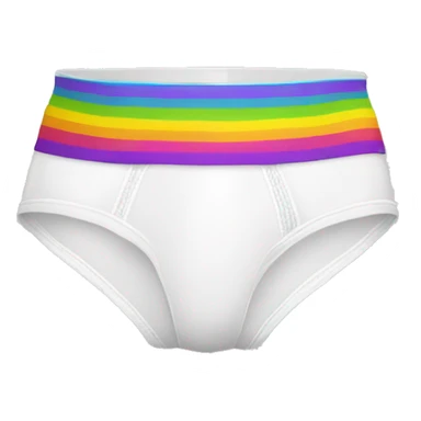 white briefs underwear with rainbow waistband sticker