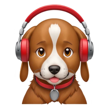 dog wearing red headphones sticker