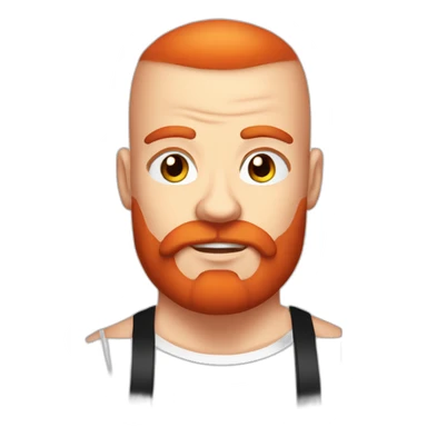 Powerlifter skinhead man with a red beard, in a T-shirt with the inscription POWERLIFTING sticker