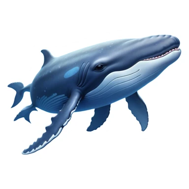 Cinematic Noble Humpback Whale Portrait Emoji, Poised and grand, with an enormous, barnacle-speckled blue-gray body, soulful, wise eyes, and a deeply serene presence, Simplified yet sharp and sophisticated features, highly detailed, glowing with a soft oceanic radiance, high shine, intelligent and powerful, stylized with an air of deep-sea mystery, focused and regal, soft glowing outline, capturing the essence of a legendary giant of the ocean that appears ready to glide majestically through the waves with effortless grace! sticker