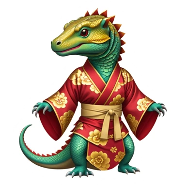 komodo dragon wearing a kimono sticker
