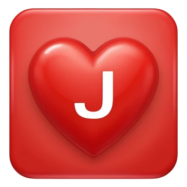  Red J initial in read heart sticker