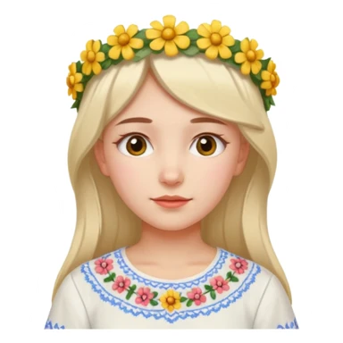 Ukrainian girl in a white embroidered shirt with a flower crown on her head sticker