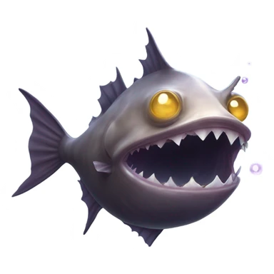 Anglerfish with a glowing lure hanging from its forehead, sharp teeth, and big eyes. sticker