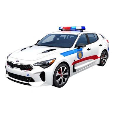Police Car - Kia Stinger (Model Year: 2018) (Iconic Colour: White with blue and red markings) sticker