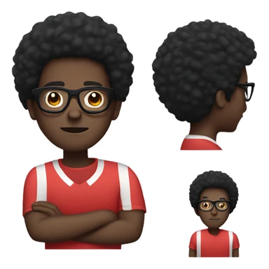 “black man with black afro and glasses and wearing a red shirt  sticker