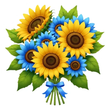 Sunflower and blue flower bouquet sticker