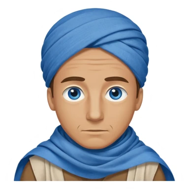 blue eyed desert man cowered with cloth sticker