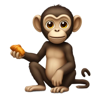 Monkey holding a chicken wing sticker