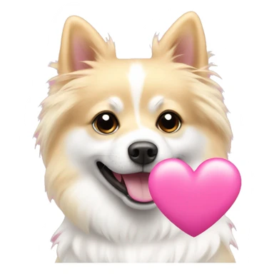 White and blonde spots spitz in a pink heart sticker