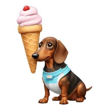 Sausage dog holding an ice cream  sticker