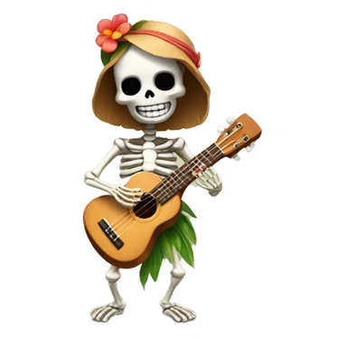 Skeleton Hula girl playing a ukulele  sticker