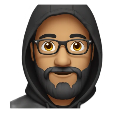 indian guy with glasses and french beard wearing a black hoodie sticker