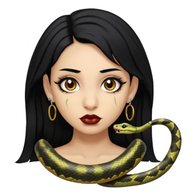 gothic black hair brown eyed brown eyed girl with snake bites and septum piercing  sticker