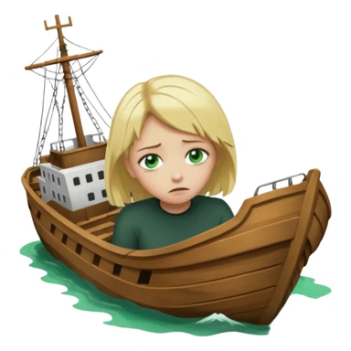 sad depressed weak cs major who is a pretty girl with blond hair and green eyes drowning on ship, very pretty very sad and weak. Near death almost dead drowning. sticker