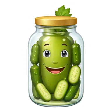 Pickle jar with pickles smiling sticker