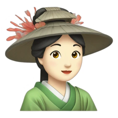 female-in-the-heian-era-with-a-hat sticker