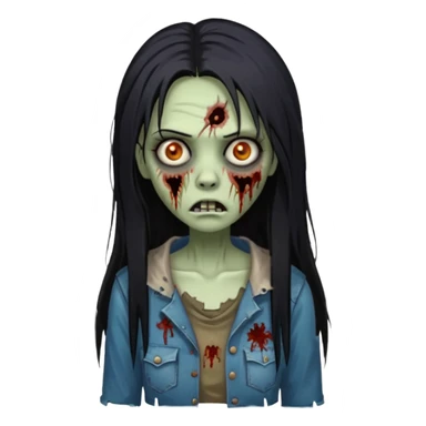 mulher zumbi cabelo liso tamanho grande preto sticker