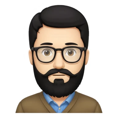 hombre con cabello negro largo barba y lentes sticker