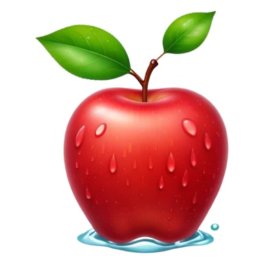 Cinematic Realistic Apple Emoji, Fresh and vibrant, with a crisp, red skin glistening with droplets of water. The smooth, shiny surface catches the light, while the green stem adds a natural touch. Soft glowing outline, capturing the essence of health, sweetness, and freshness in a crisp apple! sticker