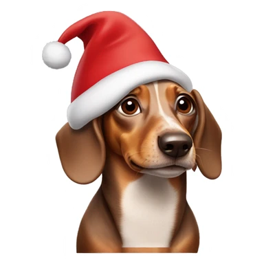 Weiner dog with a Christmas hat sticker