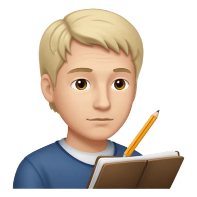 caucasian man writing in the script, facing left sticker