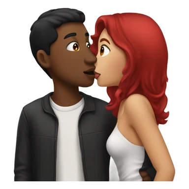 Cherry red girlfriend kissing black hair boyfriend  sticker