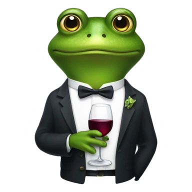 Frog holding wine glass sticker