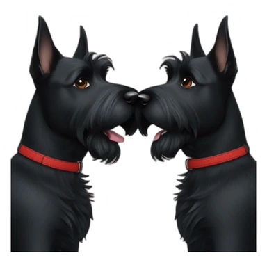 Two black Scottish terrier kissing one male one female sticker